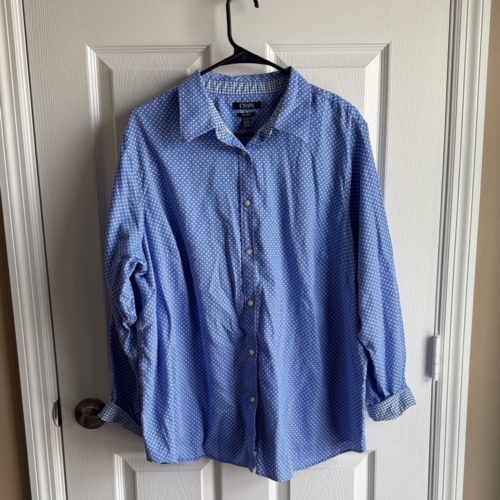 Women’s Blue Polka Dot Chaps Shirt